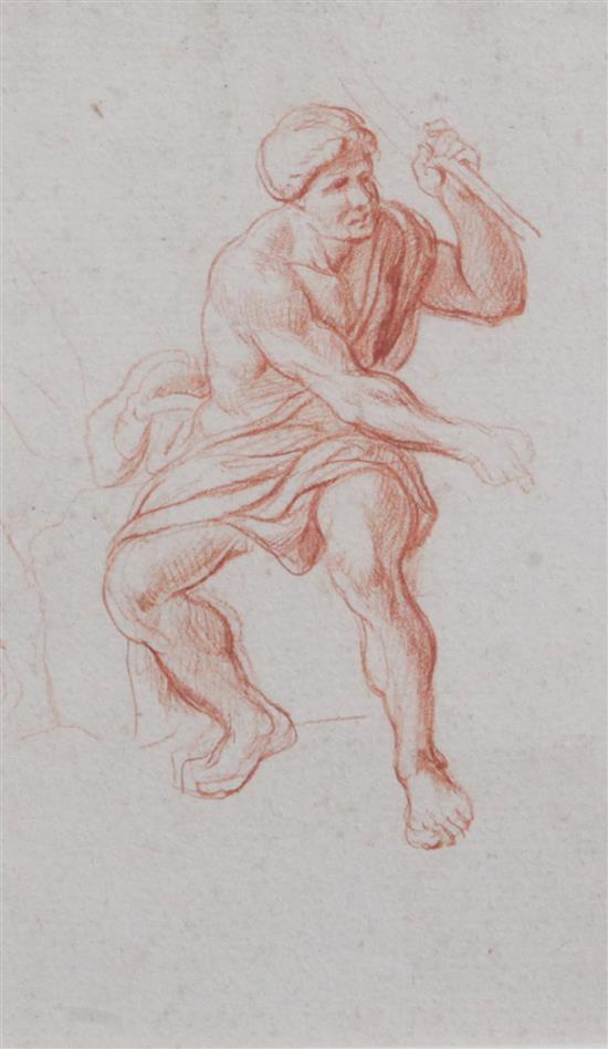 18th century French School Study of a seated man, 4.75 x 3in.